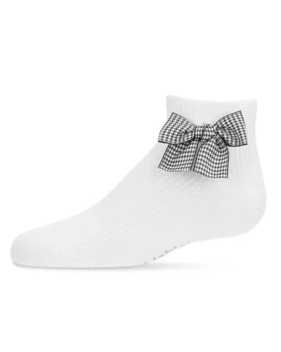 Memoi Kid's Herringbone Thin Ribbed Anklet In White