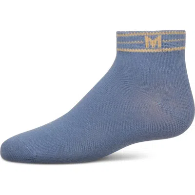 Memoi Kid's M Multi Line Anklet Socks In Blue