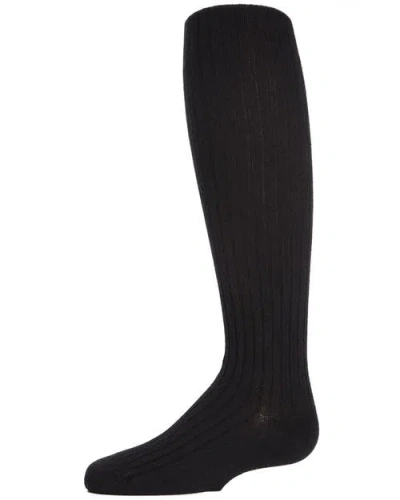 Memoi Kid's Ribbed Cotton Sweater Tights In Black