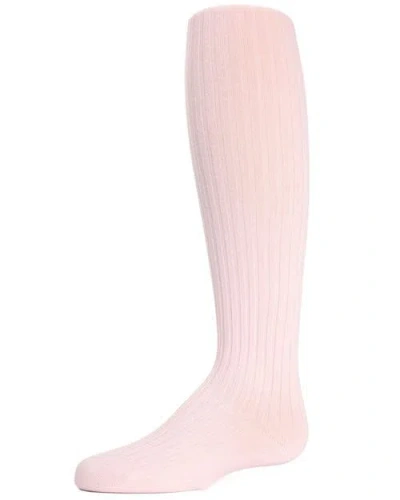Memoi Kid's Ribbed Cotton Sweater Tights In Pink