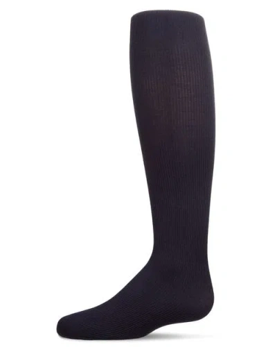 Memoi Kid's Ribbed Supreme Cotton Blend Non-pilling Tights In Black