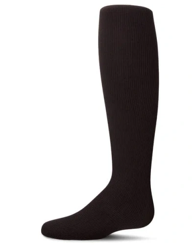 Memoi Kid's Ribbed Supreme Cotton Blend Non-pilling Tights In Black