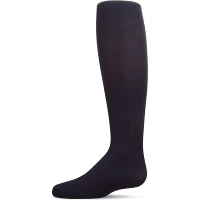 Memoi Babies'  Kid's Ribbed Supreme Cotton Blend Non-pilling Tights In Black