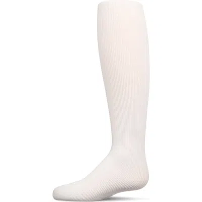Memoi Babies'  Kid's Ribbed Supreme Cotton Blend Non-pilling Tights In White