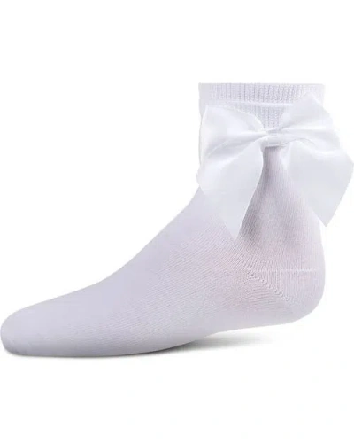 Memoi Kid's Silky Side Bow Anklet Socks In Gray