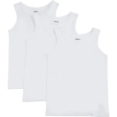 Memoi Kid's Sleeveless Cotton Tank 3-pack In White