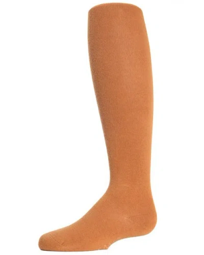 Memoi Kid's Soft Pima Cotton Opaque Tights In Orange