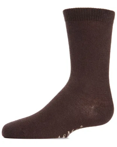 Memoi Kids' Basic Cotton Blend Crew Socks In Brown