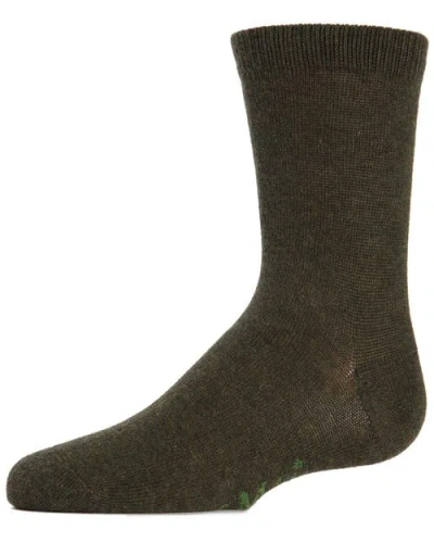 Memoi Kids' Basic Cotton Blend Crew Socks In Brown