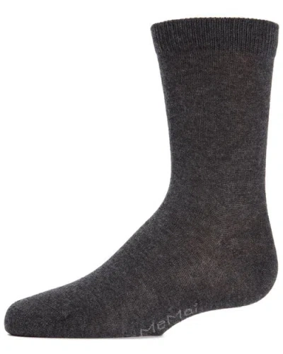 Memoi Kids' Basic Cotton Blend Crew Socks In Gray
