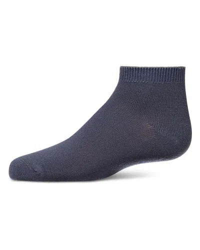 Memoi Kids Basic Silky-soft Rayon-blend Fine-gauge Ankle Sock (baby) In Slate Blue