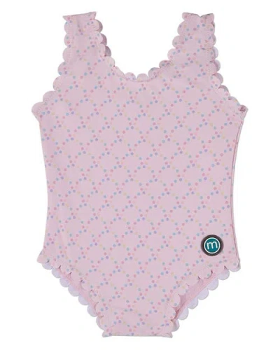 Memoi Kids' Dot-print Scallop-trim Swimsuit In Pink