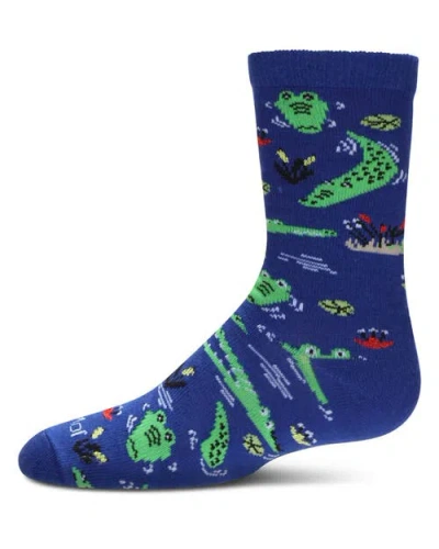 Memoi Kids' Gators Rayon Crew Socks In Blue