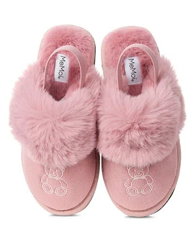 Memoi Kids' Lined Slide Slippers With Embroidered Teddy Bear (toddler, Little Kit & Big Kid) In Pink