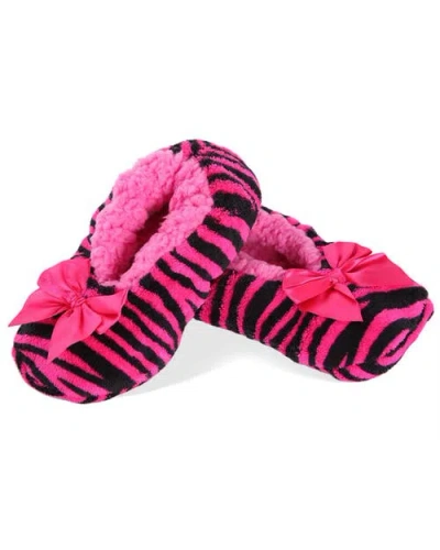Memoi Kids' Party Animal Zebra Stripe Slippers In Pink