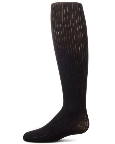 MEMOI MEMOI KIDS' RAILROAD POINTELLE NYLON TIGHTS