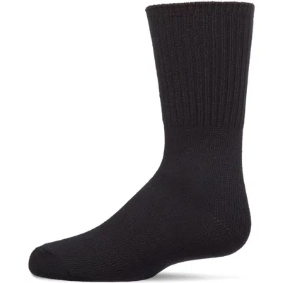 Memoi Kids Ribbed Moisture-wicking Crew Socks In Black