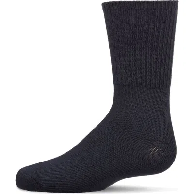 Memoi Kids Ribbed Moisture-wicking Crew Socks In Black