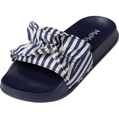 Memoi Kids' Ruffle Stripe Slip-on Slide Sandal In Blue