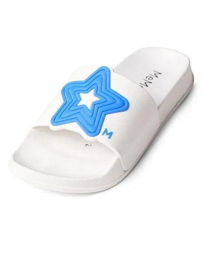 Memoi Kids' Unisex 3d-star Slip-on Sandal Slide In White-blue