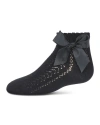Memoi Babies'  Knit Openwork Bow Anklet Socks In Black