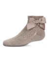 Memoi Kids'  Knit Openwork Bow Anklet Socks In Gray