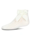 Memoi Kids'  Knit Openwork Bow Anklet Socks In White
