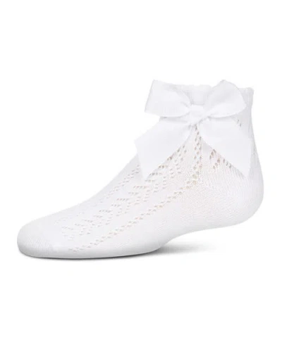 Memoi Kids'  Knit Openwork Bow Anklet Socks In White