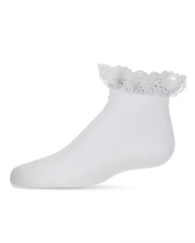 Memoi Babies'  Lace Top Mercerized Ankle Sock In White