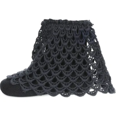 Memoi Kids'  Lacy Loopsy Anklet Sock In Black