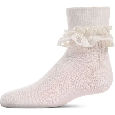Memoi Kids'  Layered-lace Ruffle-trim Ankle Sock In Neutral