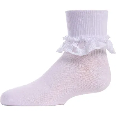 Memoi Kids'  Layered-lace Ruffle-trim Ankle Sock In White