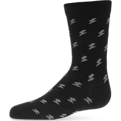 Memoi Kids'  Lightning Bolt Crew Socks In Black