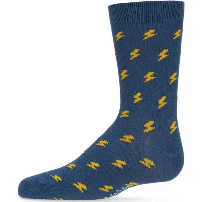 Memoi Kids'  Lightning Bolt Crew Socks In Blue