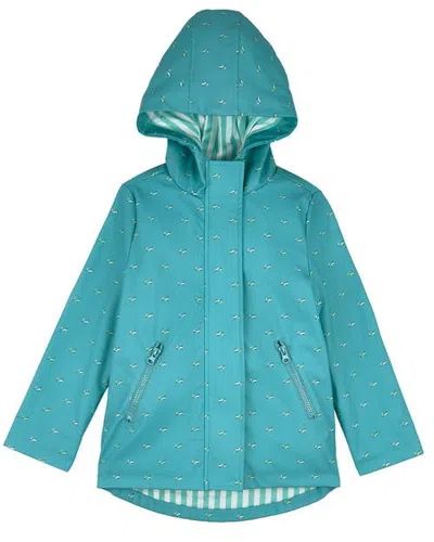Memoi Kids'  Lined Raincoat With Attached Self-storage Pouch In Blue