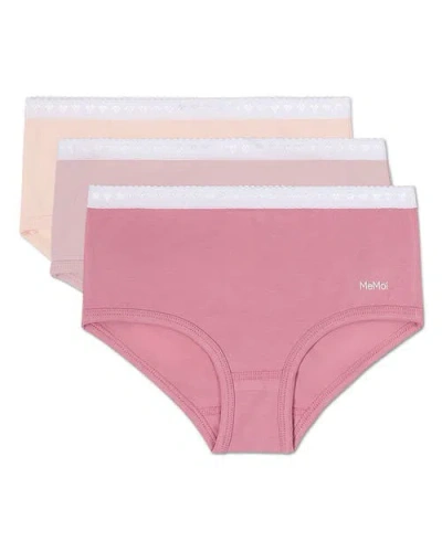 Memoi Little Kid's 3 Pair Pack Solid Chromatic Rose Briefs In Pink