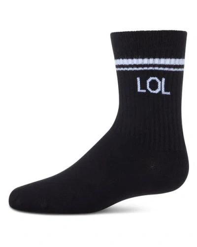 Memoi Kids'  Lol Athletic Crew Socks In Black