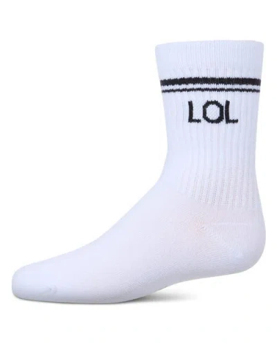 Memoi Kids'  Lol Athletic Crew Socks In White