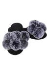 Memoi Luxe Faux Fur Pom Memory Foam Slipper In Black