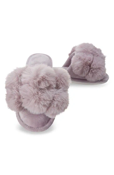 Memoi Luxe Faux Fur Pom Memory Foam Slipper In Lavender