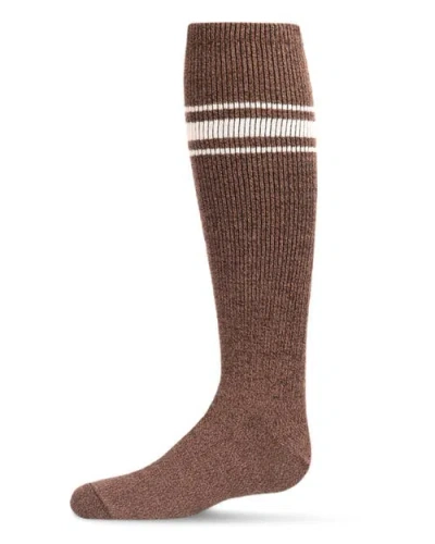 Memoi Kids'  Marled Ribbed Stripe Knee High Socks In Brown