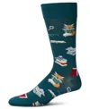 Memoi Men's Book Nerd Crew Socks In Green
