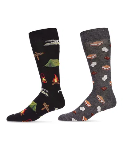 Memoi Men's Camping Socks, Pack Of 2 In Black-charcoal