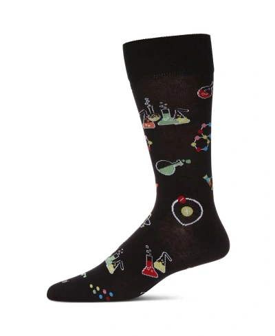 Memoi Men's Cool Science Geek Novelty Crew Socks In Black
