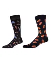 Memoi Men's Crew Football Assortment Socks, Pair Of 2 In Black
