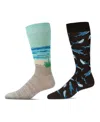 Memoi Mens 2 Pair Crew Socks In Multi