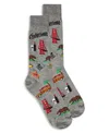 Memoi Men's Destination Rayon From Bamboo Novelty Crew Socks In Gray