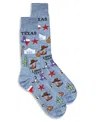 Memoi Men's Destination Rayon From Bamboo Novelty Crew Socks In Blue