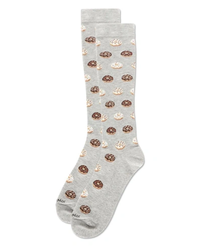 Memoi Men's Donuts 8-15 Mmhg Graduated Compression Socks In Med Gray Heather