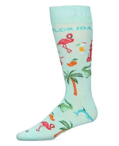 Memoi Men's Florida Sun Fun Novelty Crew Socks In Seafoam